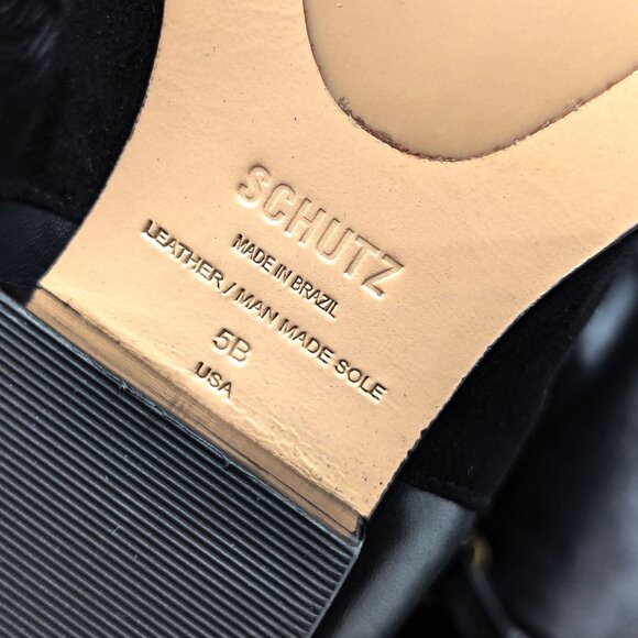 Schutz Women Tenia Western Cowboy Pinty Toe Black Leather OTK Boots size 5 - Picture 8 of 11